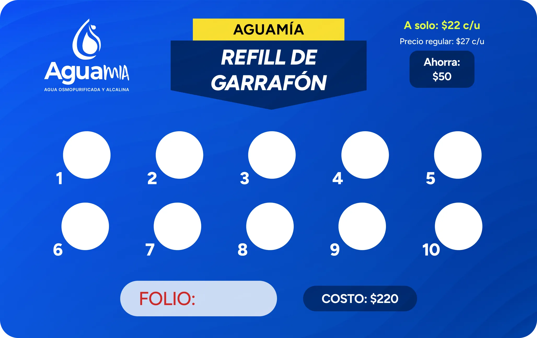 Tarjeta de refill de AguaMía